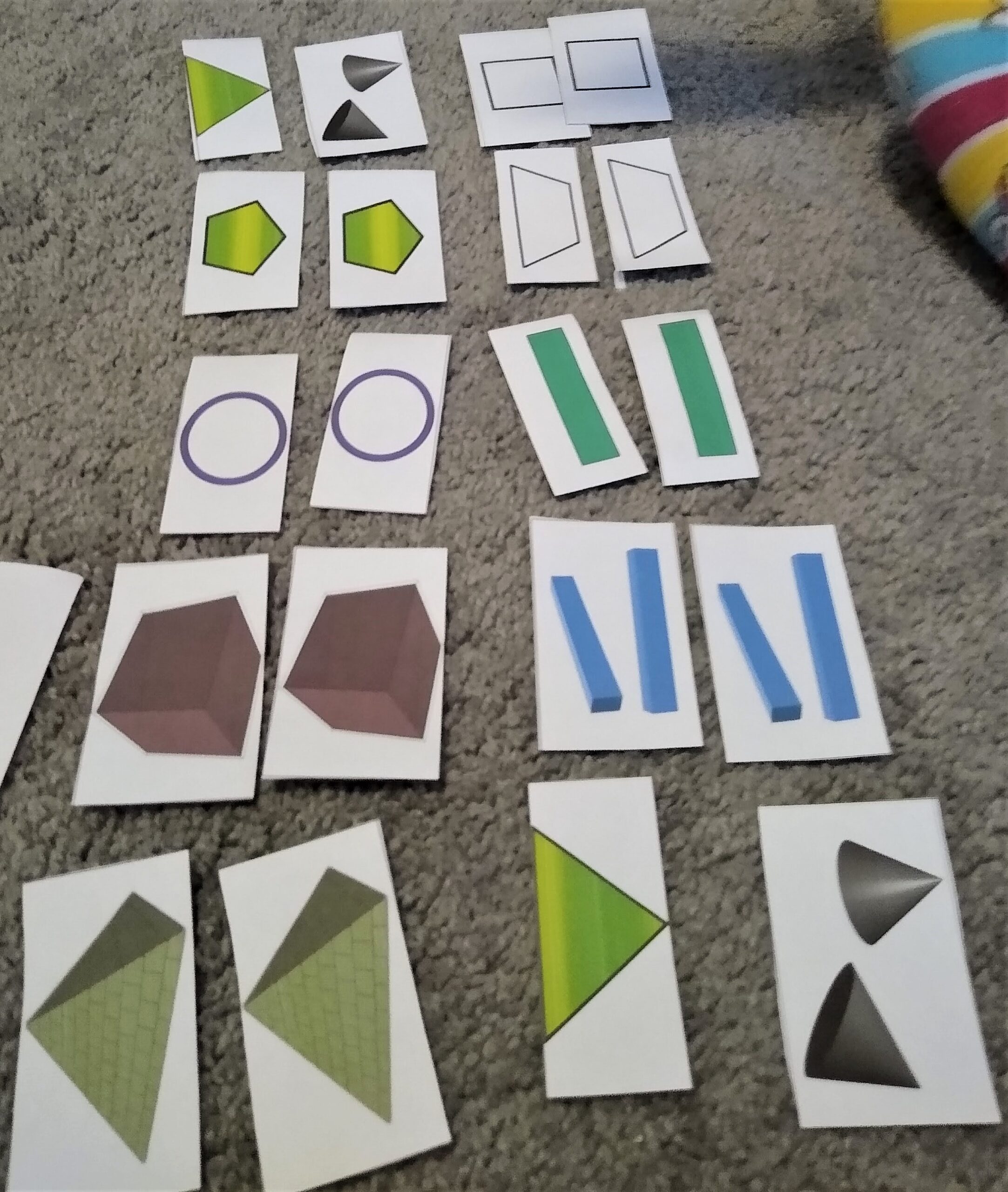 Geometric Shapes Three Dimensional 3D verses Two Dimensional 2D Matching Game created and copyrighted by Mrs. Sarah's Super Schoolers LLC.